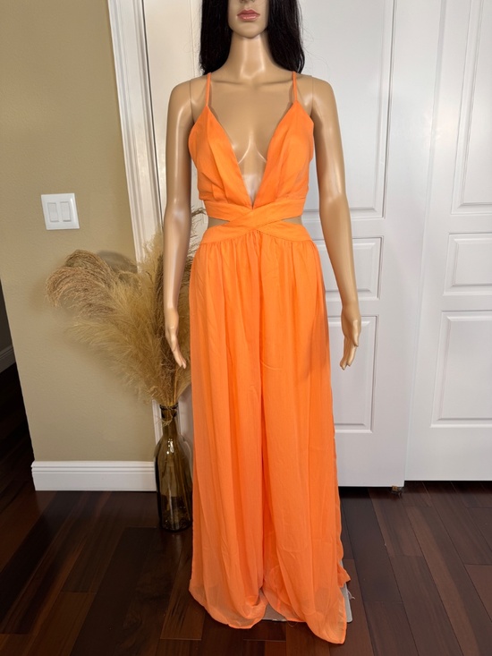Hers & Mine Pants - ORANGE WOMEN'S WIDE LEG JUMPSUIT - NWT